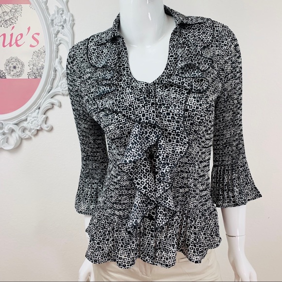 New York city design co Tops - New York City Design Co. / Black White Ruffled